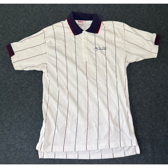 Wilson Embroidered Striped Polo Shirt - Size Medium - The Club Seabrook Island - Picture 1 of 9
